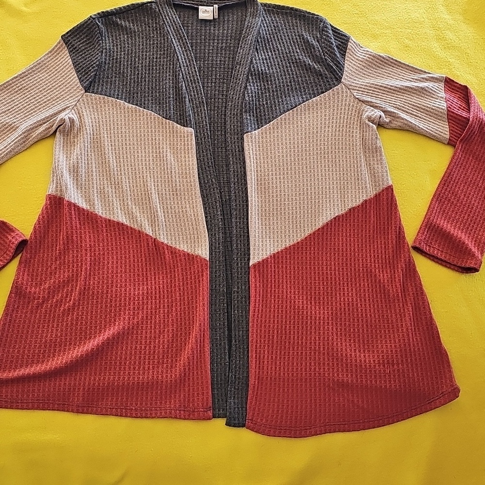 Cardigan Textured Knit Color Blocked Size Med By Paper Crane